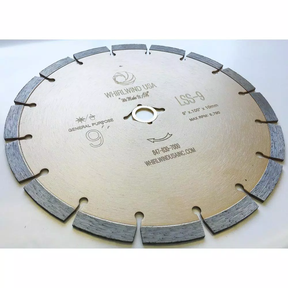 Whirlwind USA 9 in. Segmented Diamond Blade for Concrete, Stone, Brick, and Masonry