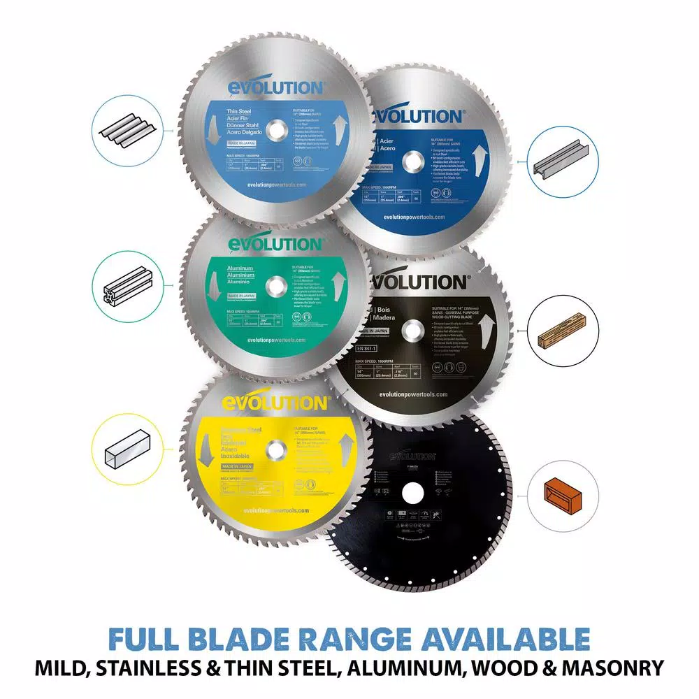Evolution Power Tools Evolution 14 in. 90-Teeth Carbide Metal Cutting Circular Saw Blade for Thin Steel
