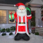 Gemmy 8 ft. Tall Airblown Inflatable Santa with Fuzzy Plush Fabric and LED Lights thumbnail 3