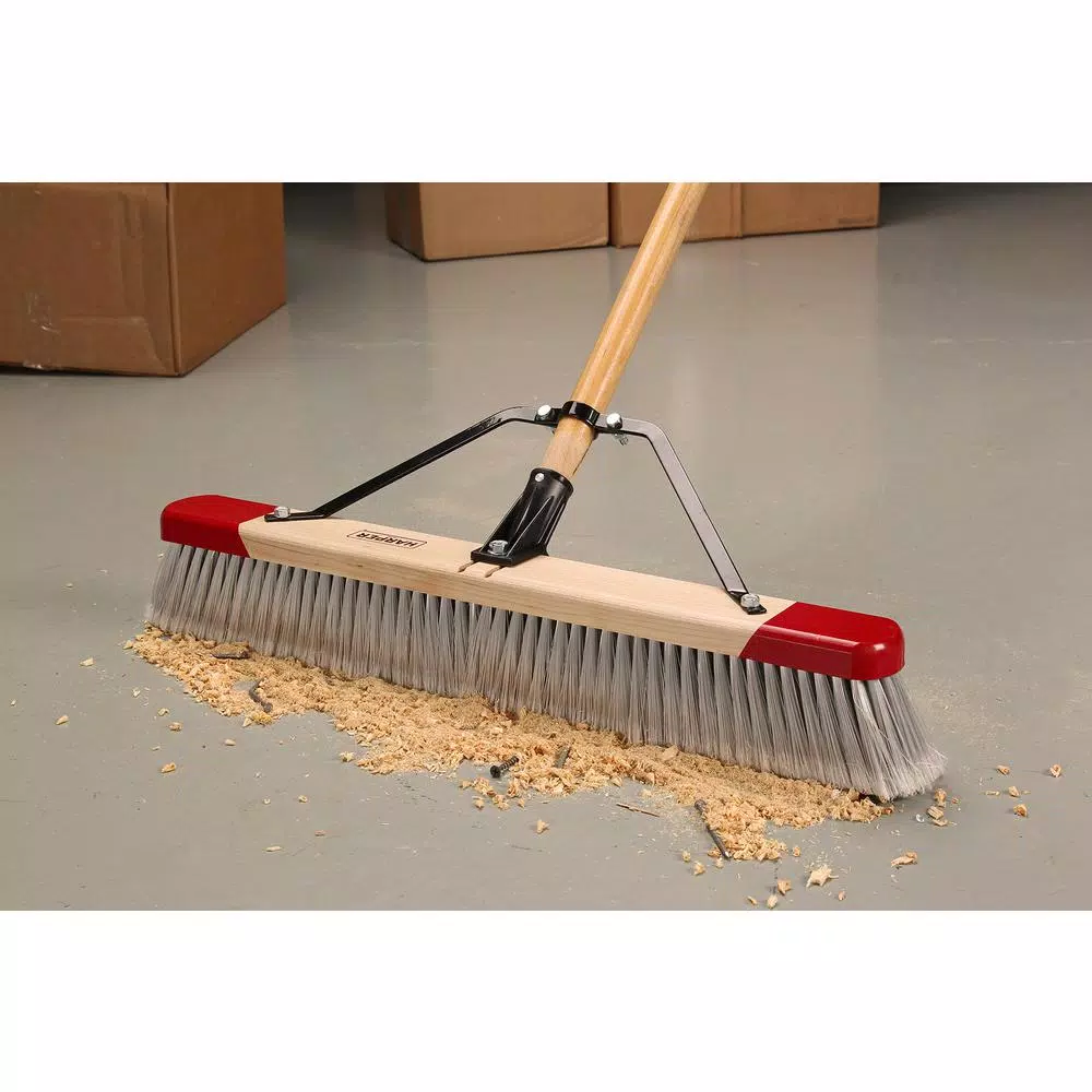 Harper 24 in. Indoor Push Broom with 60 in. Lacquered Hardwood Handle