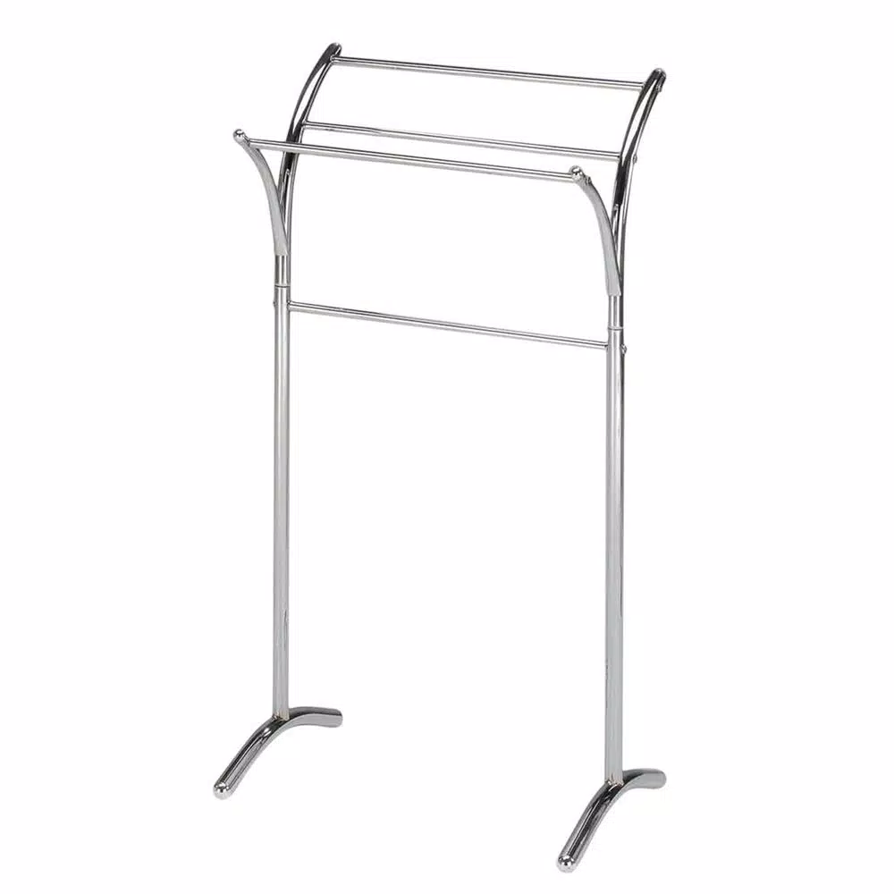 Kings Brand Furniture Minimalist 4-Bar Free-Standing Towel Rack in Polished Chrome