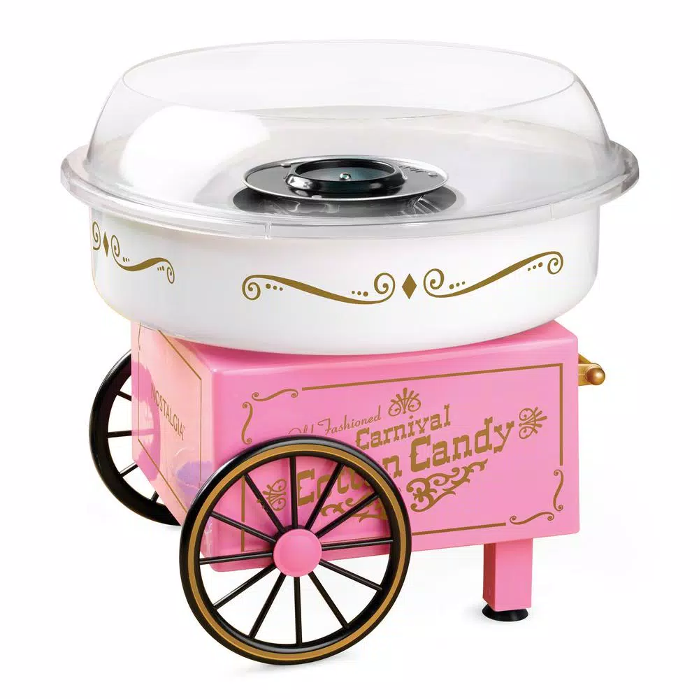 Nostalgia 450W Pink Cotton Candy Maker, Vintage Carnival Style Tabletop Machine