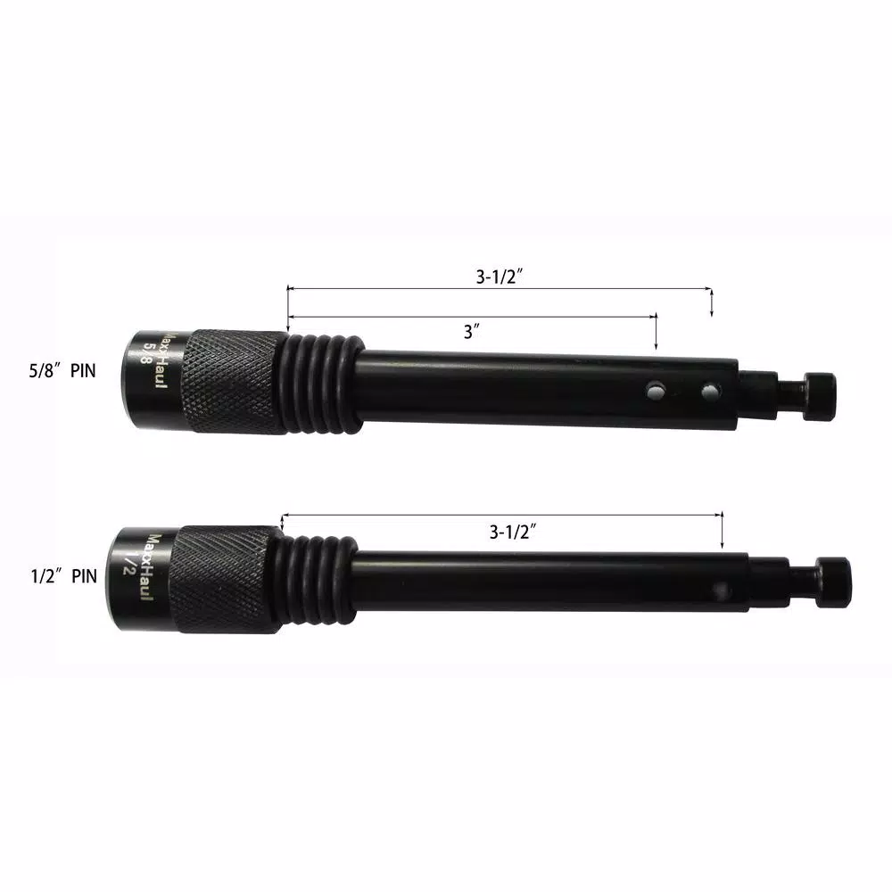 MaxxHaul Hitch Pin Lock Set - 5/8 in. & 1/2 in. Diameter Anti-Rattle Trailer Pins for Class I-V Hitches