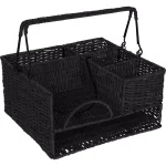Trademark Innovations 12 in. Black Rattan Tabletop Condiment Organizer and Flatware Caddy thumbnail 1