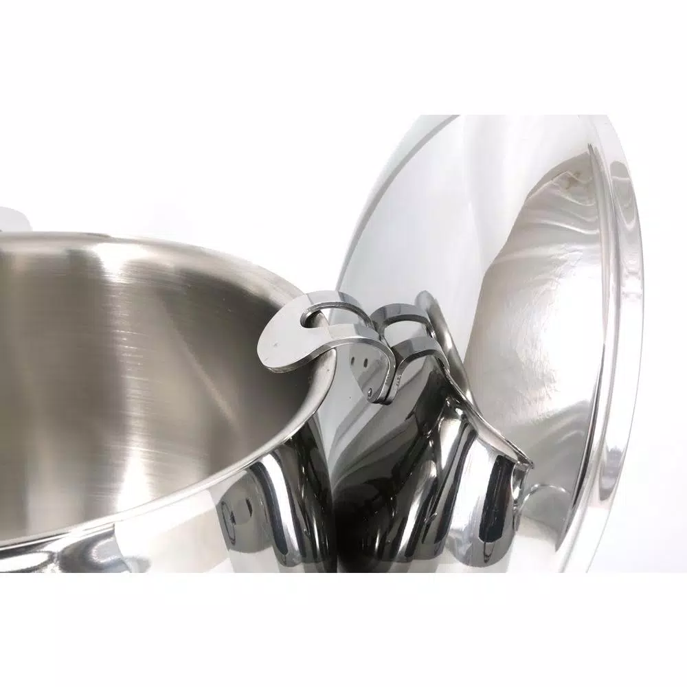 ExcelSteel Made in Italy 4 Qt Stainless Steel Stockpot Set with Sandwich Base, Induction Ready