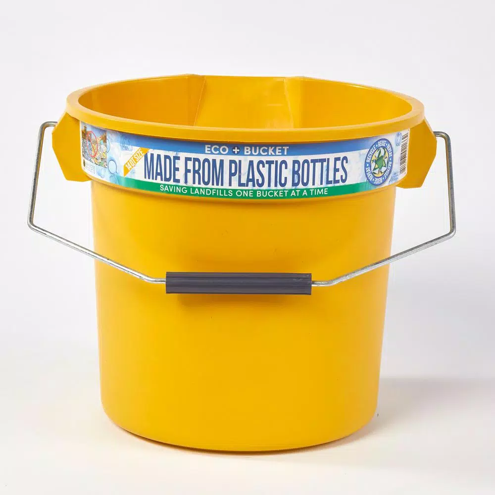TAFCO PRODUCTS Tafco 3.5 Gal. Yellow Round Utility ECO Bucket, 100% Recycled Plastic with Easy Pour Spout