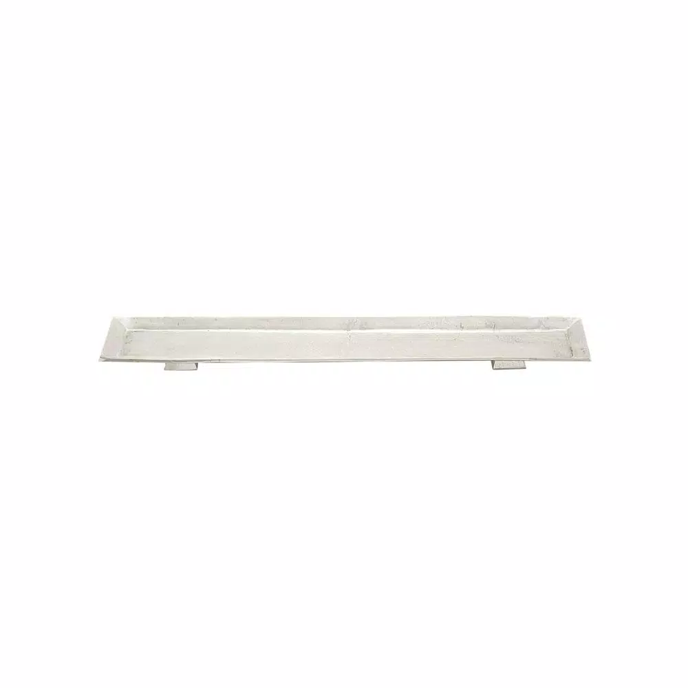 LITTON LANE 35" Silver Rectangular Aluminum Footed Serving Tray with Distressed Texture