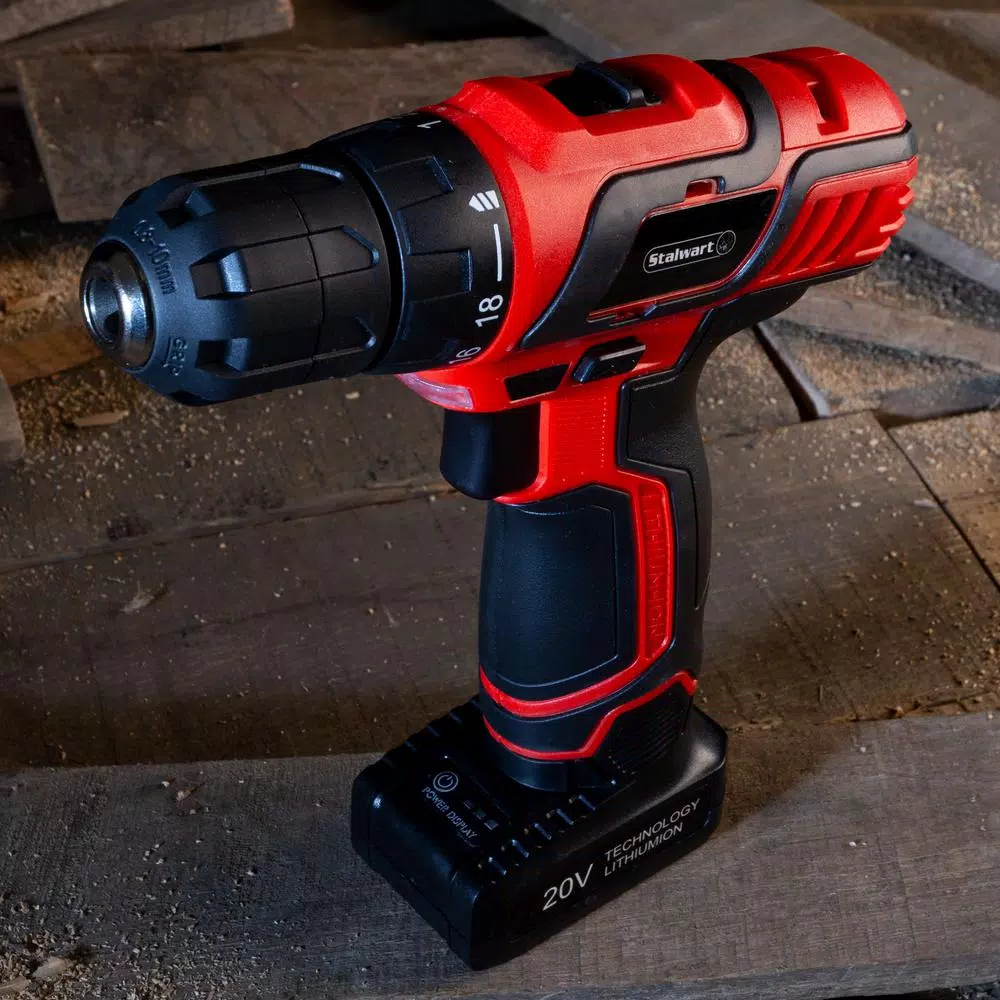 Stalwart 20V Lithium-Ion Cordless 3/8 in. Drill/Driver Kit with 122-Piece Accessory Set