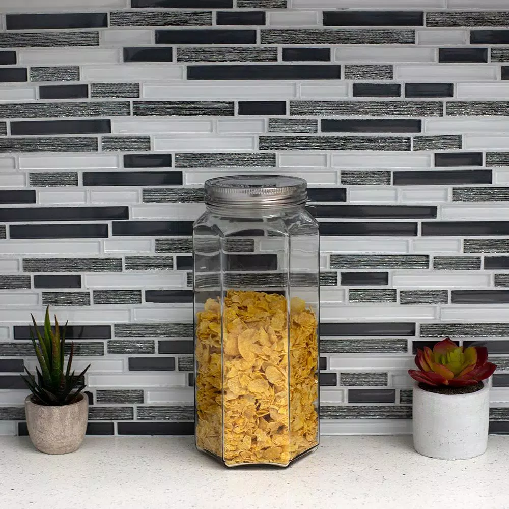 Unbranded 61 oz. Large Hexagon Glass Canister with Brushed Stainless Steel Twist-On Lid