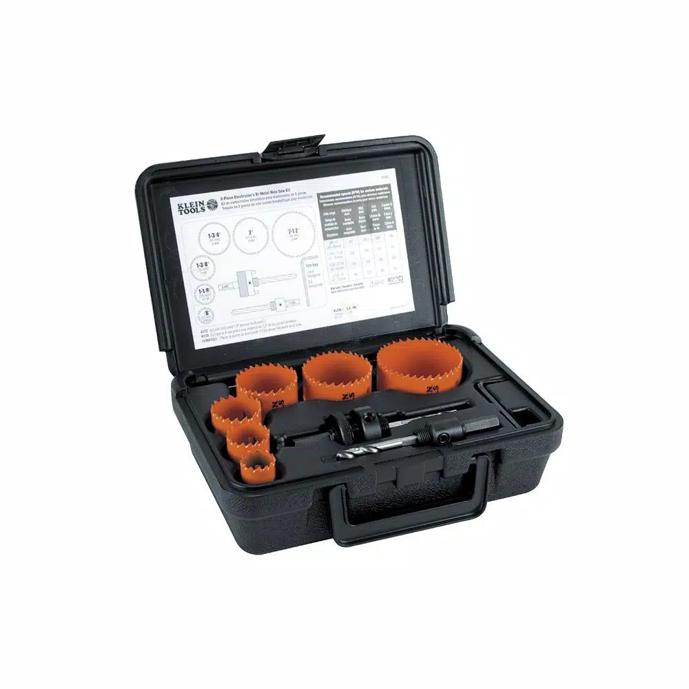 Klein Tools Bi-Metal Hole Saw Kit, 8-Piece Set with Carrying Case