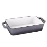 AMERCOOK LA PLURIEL 11.8 in. Enameled Cast Iron Roasting Pan, Gray thumbnail 1