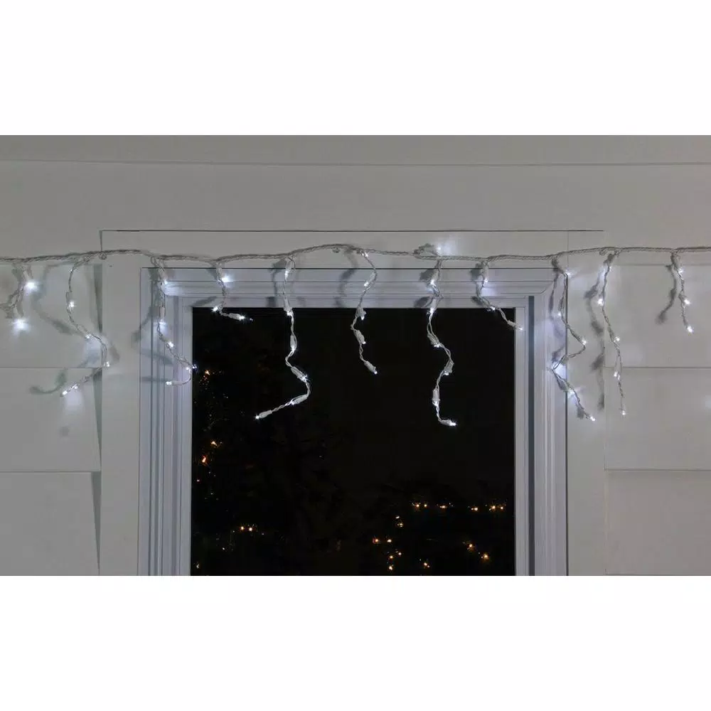 Northlight 100-Light Pure White LED Icicle Lights, 6.75 ft. Wide Angle, Indoor/Outdoor