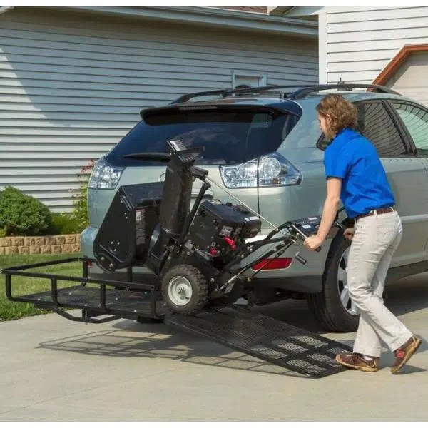 XtremepowerUS Stark 500 lb. Capacity 49 in. x 32 in. Steel Folding Ramp-Style Hitch Mounted Cargo Carrier for 2 in. Receiver