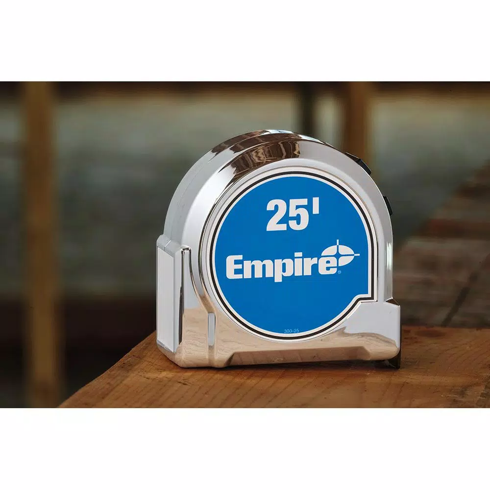 Empire Level 25 ft. Chrome Tape Measure with Nylon Coated Blade and 8 ft. Standout