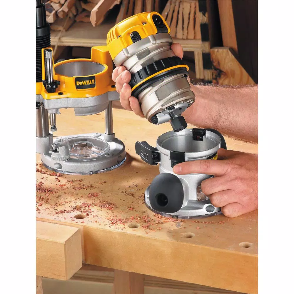 DEWALT DW618PKB 2-1/4 HP 12 Amp Corded Fixed and Plunge Base Router Combo Kit