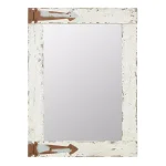 Aspire Home Accents Pueblo Distressed White Wood Frame Accent Mirror with Rustic Arrow Hinges and Hooks thumbnail 2
