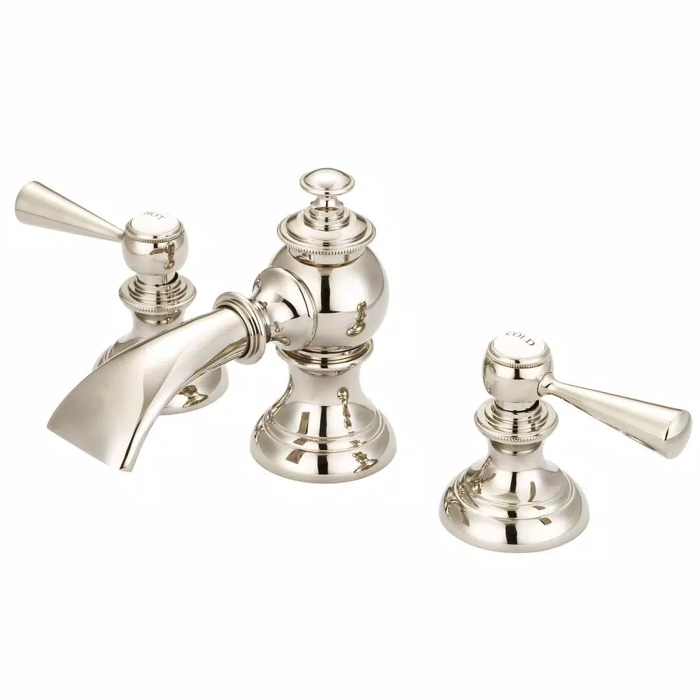 Water Creations Modern Classic 8 in. Widespread Bathroom Faucet with Pop Up Drain, Polished Nickel