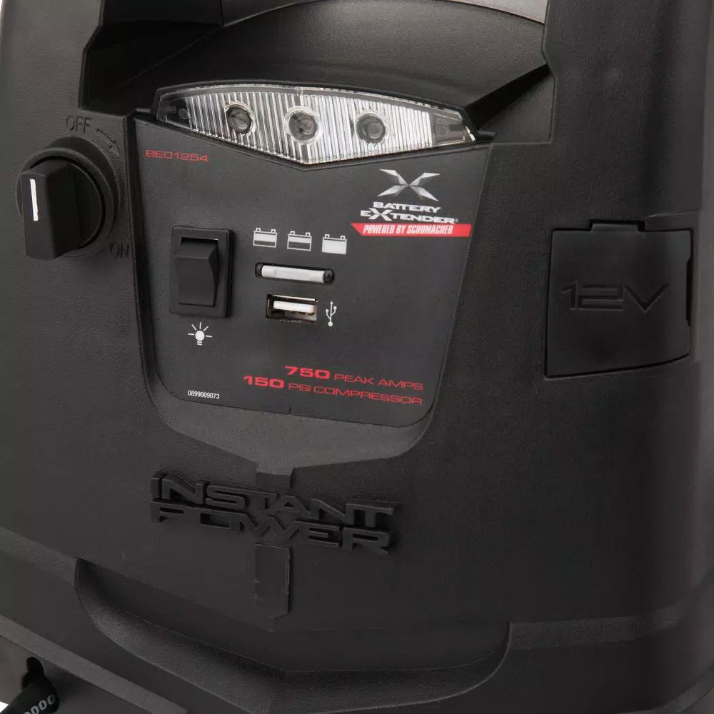 Schumacher Battery Extender 12V 750 Amp Peak Jump Starter with Air Compressor & LED Light