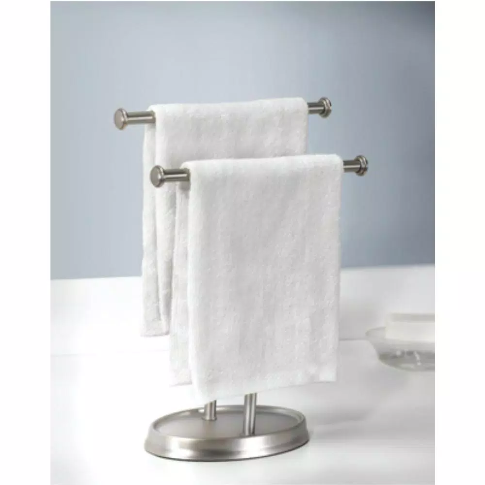 Umbra Palm Towel Tree, Freestanding Two-Tiered Hand Towel Rack in Nickel