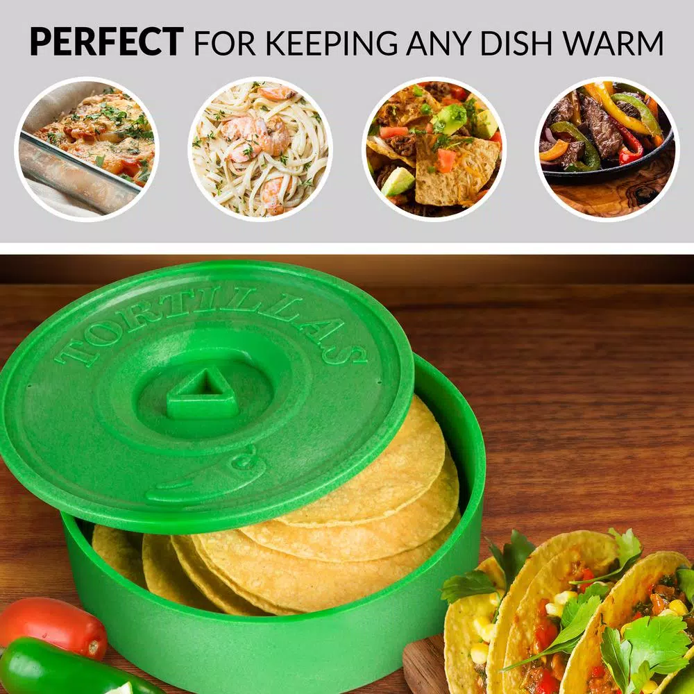 Taco Tuesday 5 Qt. Green Plastic Tortilla Warmer, Microwave Safe