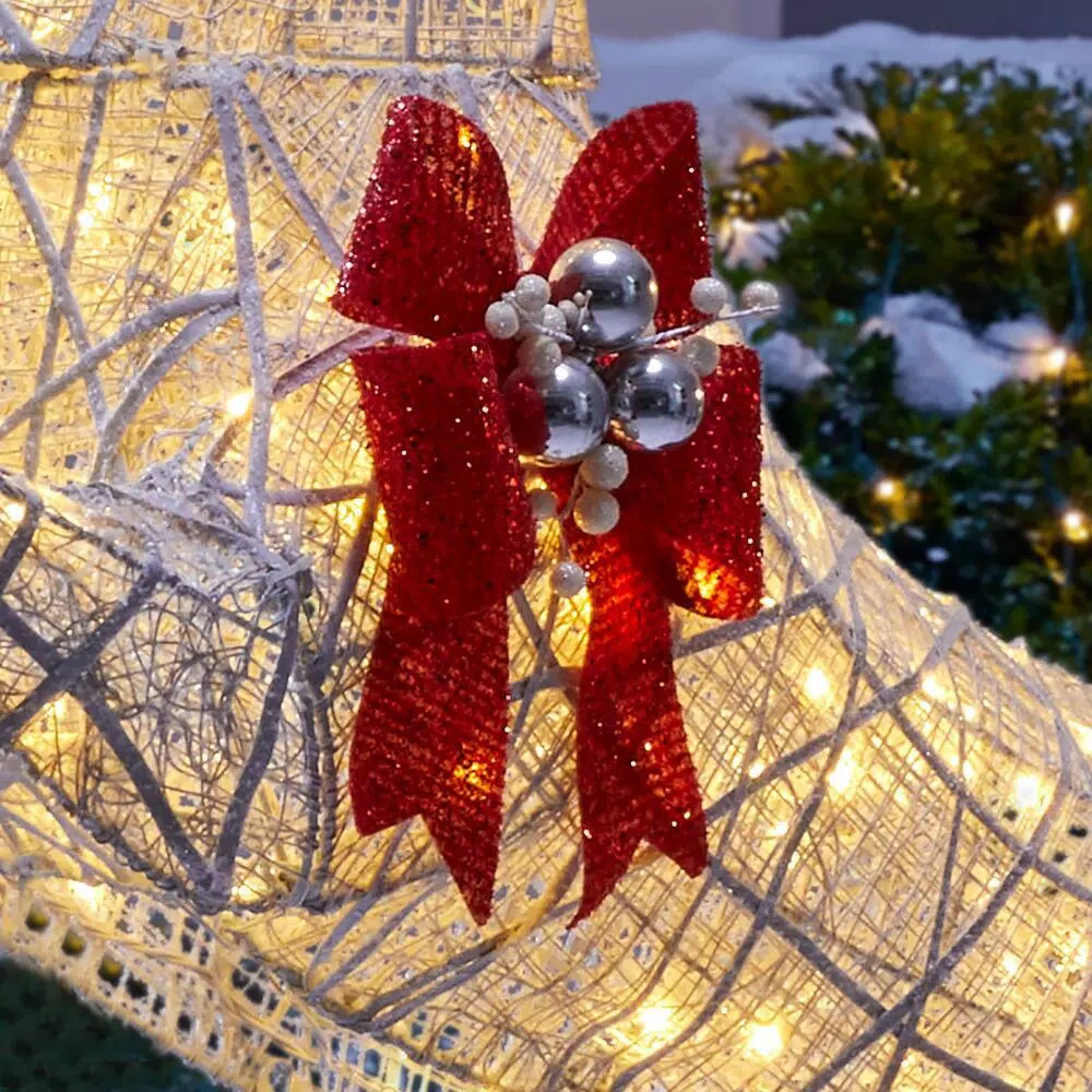 Home Accents Holiday 84 in. Warm White 240-Light LED Jumping Deer Yard Decoration