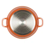 MasterPan 3 Qt. Round Cast Aluminum Nonstick Casserole Dish with Lid, Orange thumbnail 3