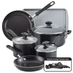 Farberware Cookstart 15-Piece DiamondMax Nonstick Aluminum Cookware Set, Black thumbnail 1