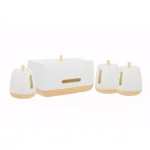 Jiallo European Collection 4-Piece Plastic Kitchen Canister and Bread Box Set, White thumbnail 1