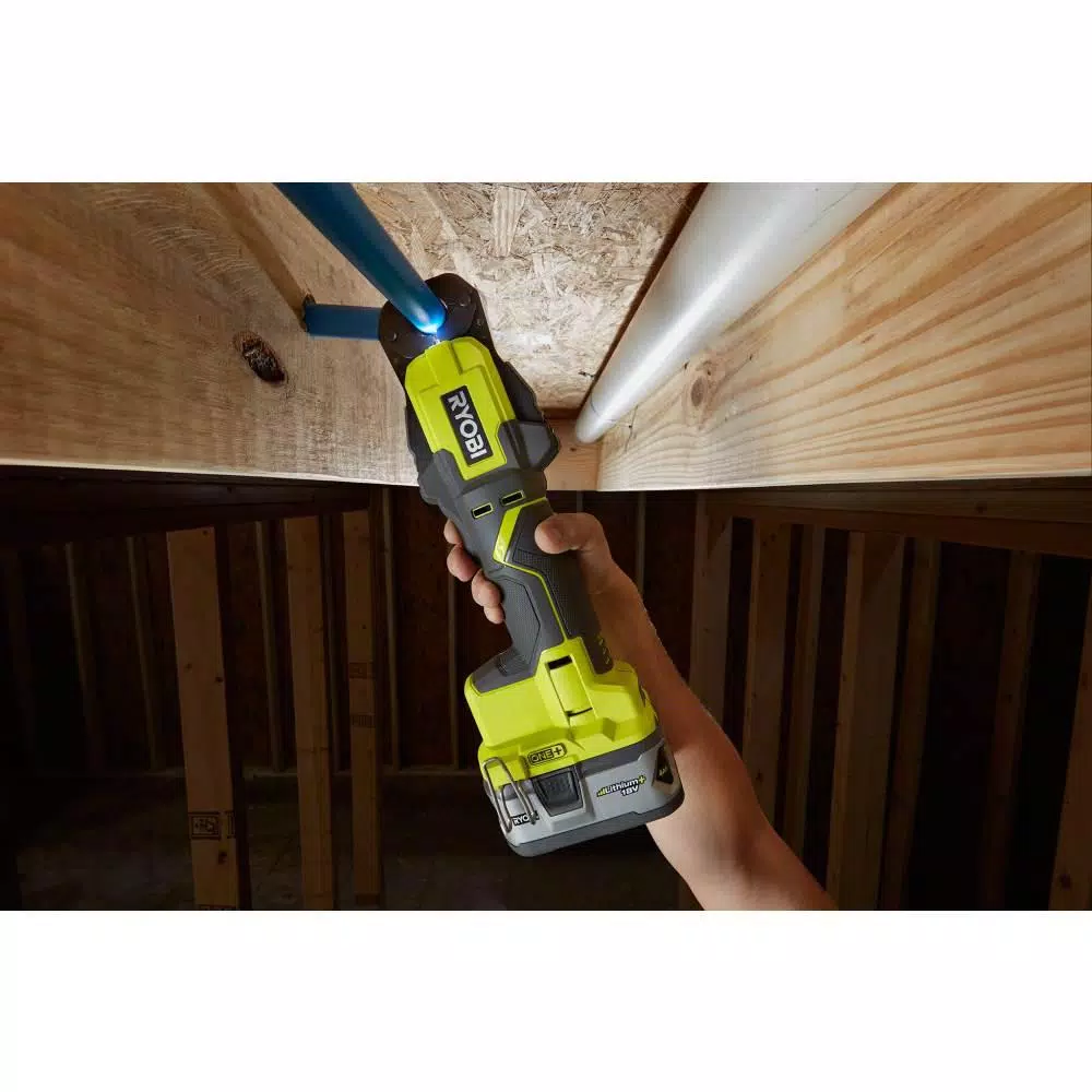 RYOBI 18V ONE+ PEX Crimp Ring Press Tool Kit with 2.0 Ah Battery and IntelliPort Charger