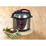 IMUSA 5 Qt. Electric Pressure Cooker, Silver and Red with Digital Display thumbnail 6