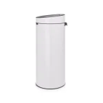 Brabantia 8 Gallon Touch Top Trash Can in White - Round Steel Kitchen Waste Bin thumbnail 2