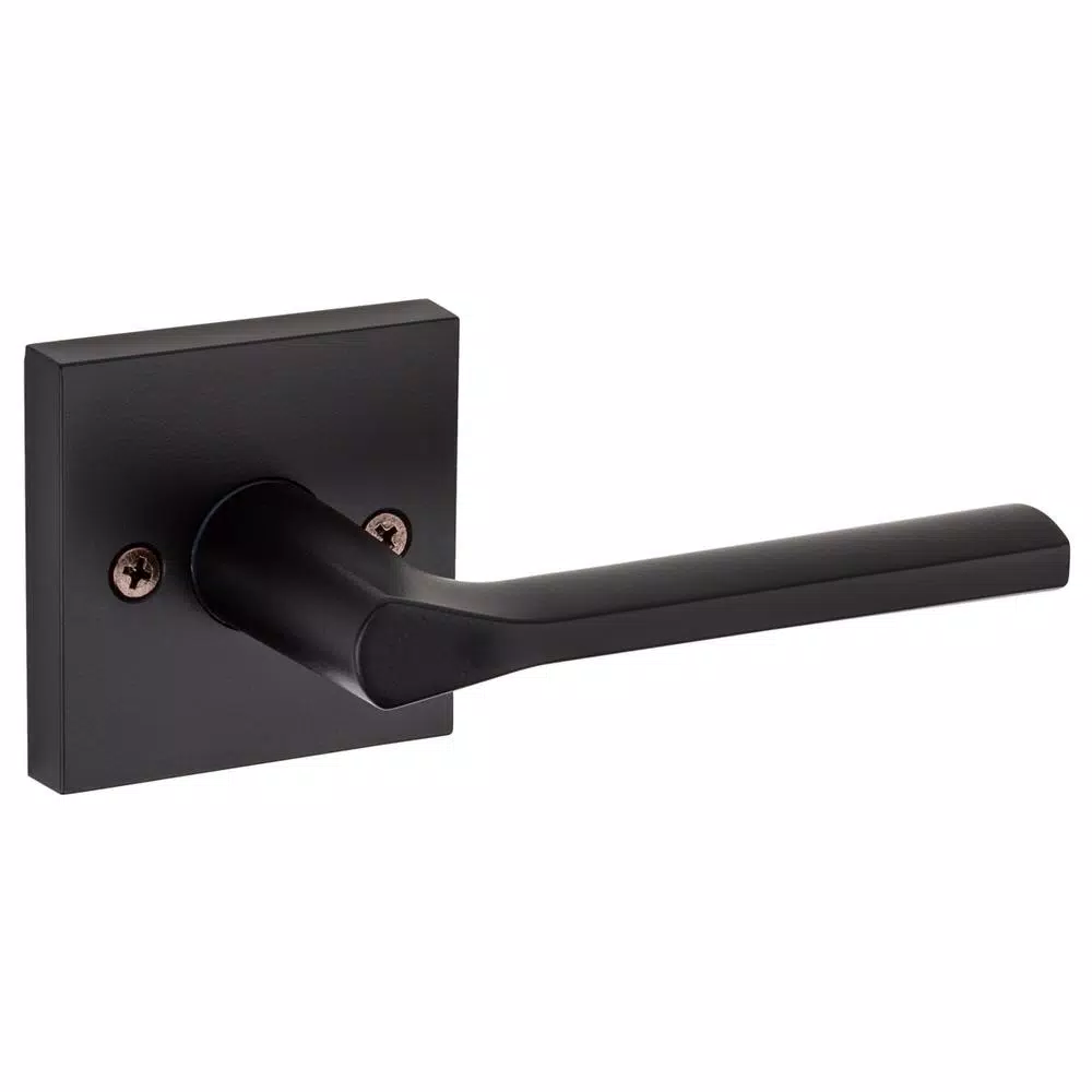Kwikset Lisbon Square Matte Black Interior Passage Door Lever