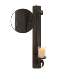 LITTON LANE 36 in. Scrolled Wrought Iron Wall Sconce Candle Holder with Glass Hurricane, Deep Bronze thumbnail 4