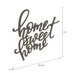 Lavish Home "Home Sweet Home" Metal Cutout Wall Decor Sign, Dark Brown thumbnail 2