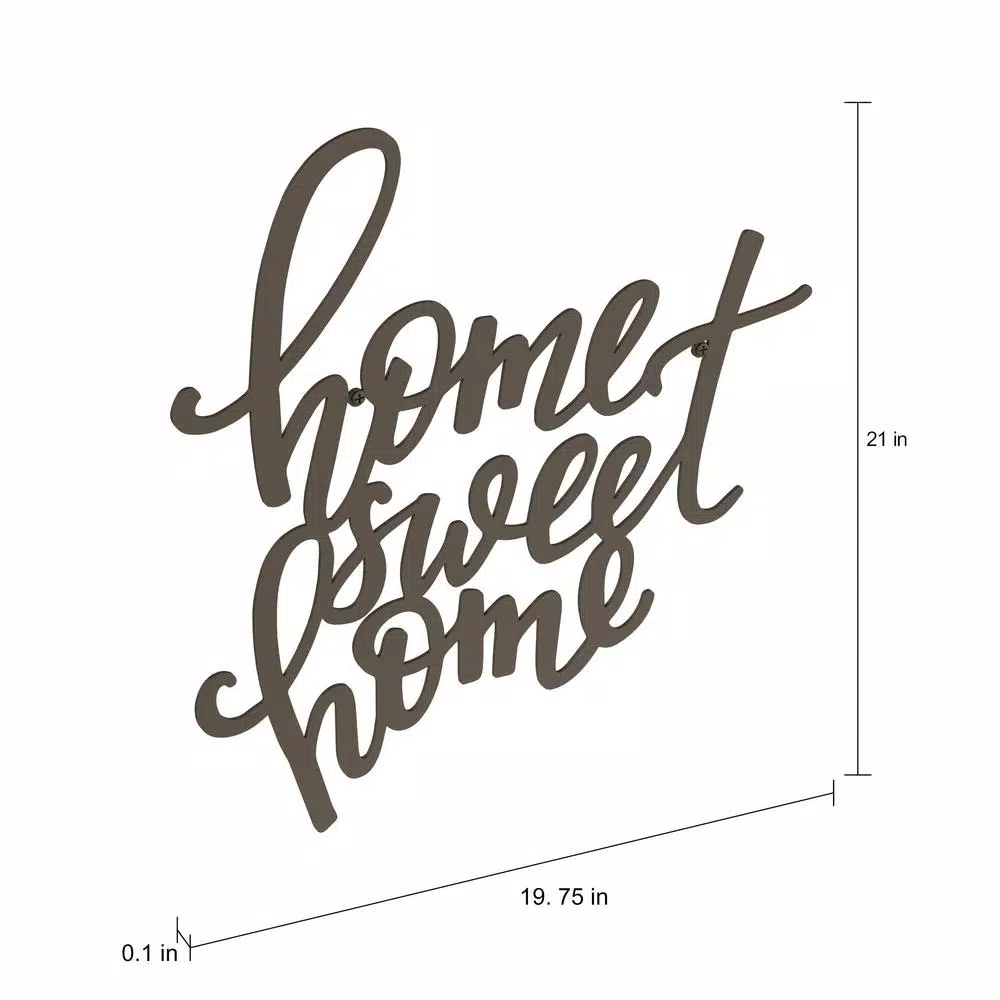 Lavish Home "Home Sweet Home" Metal Cutout Wall Decor Sign, Dark Brown