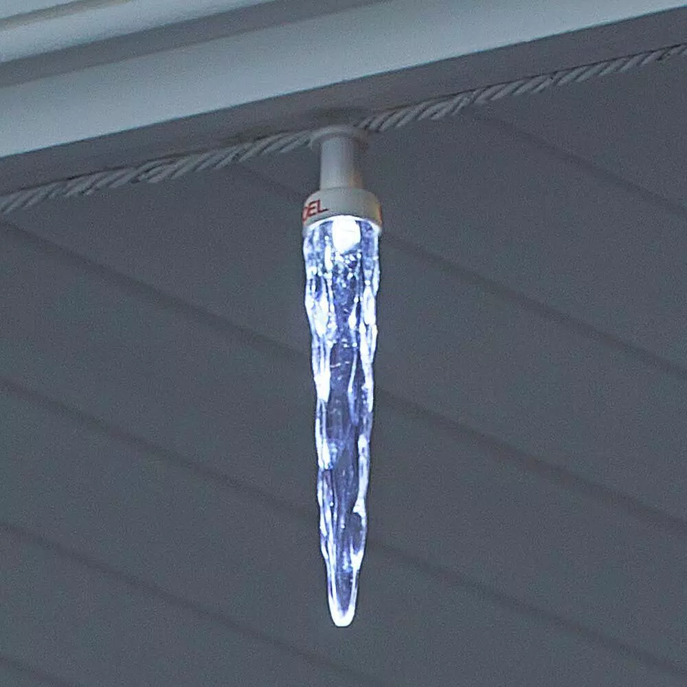 LightShow ColorMotion 24-Light White LED Icicle Christmas String Lights, 8 Effects, Outdoor/Indoor
