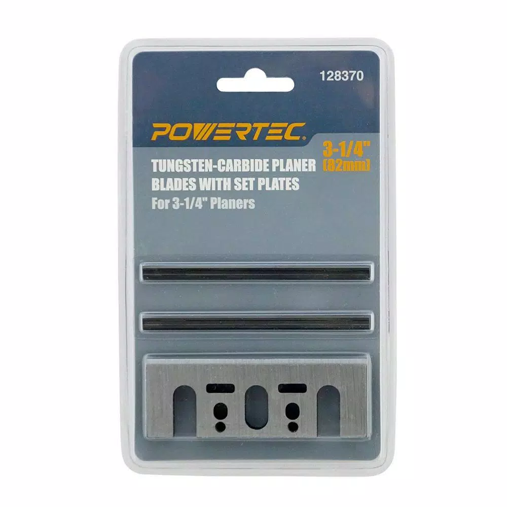 POWERTECH D-17239 3-1/4 in. Tungsten Carbide Planer Blades with Set Plates for Makita (2-Sets)