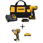 DEWALT 20V MAX Cordless Drill/Driver and 1/4 in. Impact Driver Kit with (2) 4 Ah Batteries, Charger & Case thumbnail 1