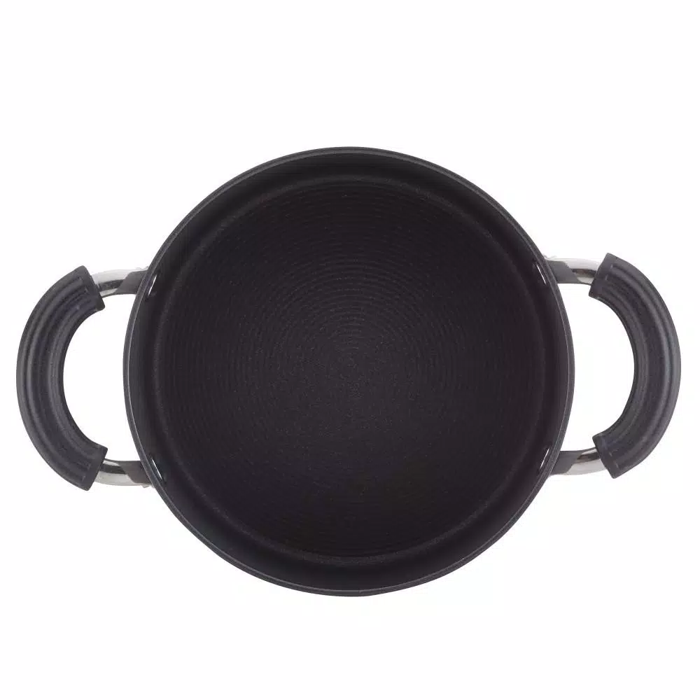 Circulon 3-Quart Hard-Anodized Nonstick Saucepot with Steamer Insert and Glass Lid, Black