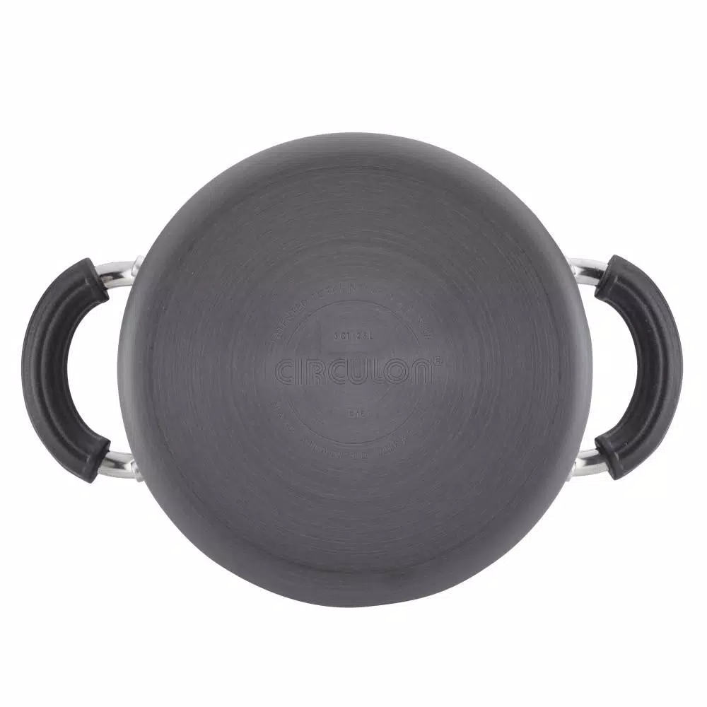 Circulon 3-Quart Hard-Anodized Nonstick Saucepot with Steamer Insert and Glass Lid, Black