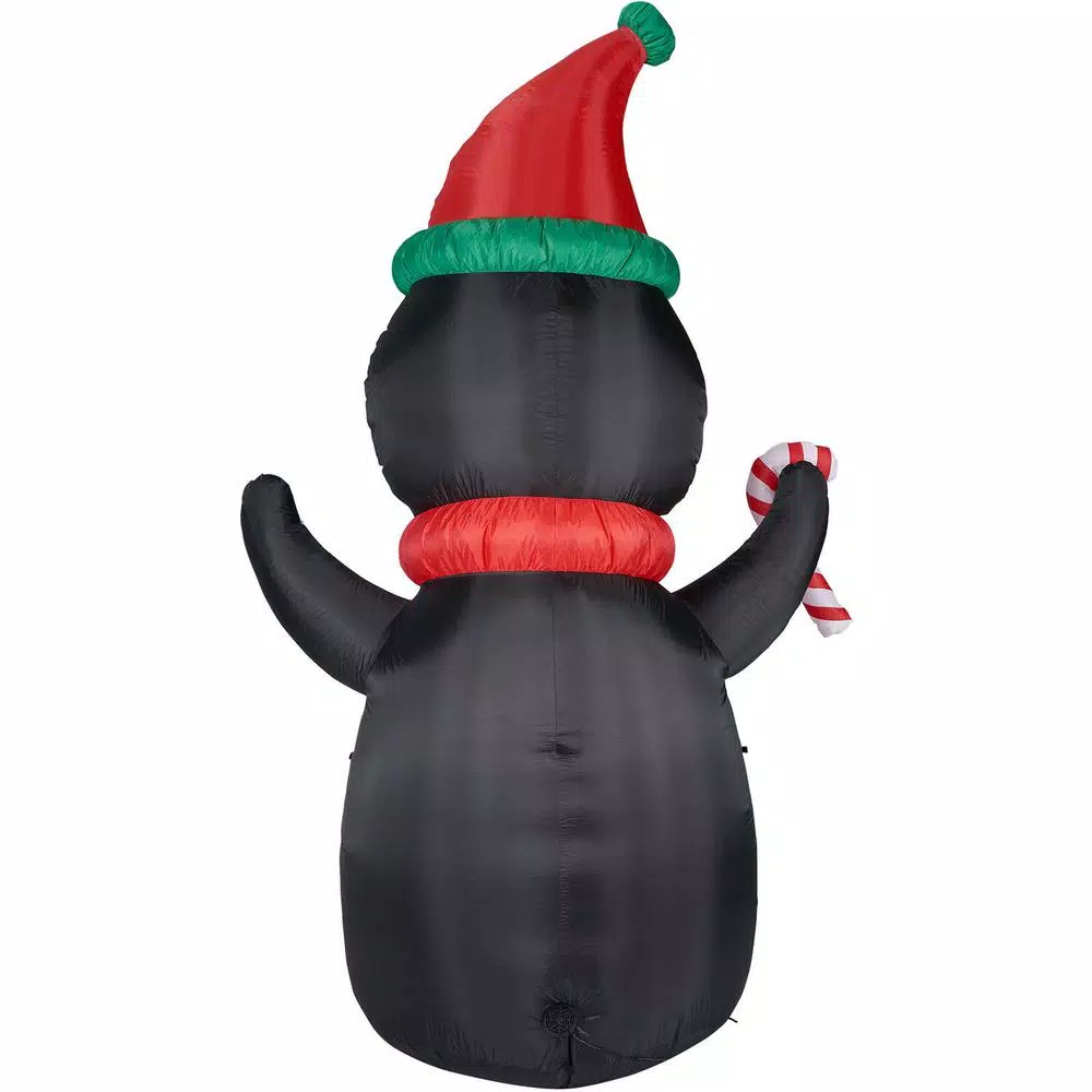 Fraser Hill Farm 10 ft. Penguin and Candy Cane Christmas Inflatable with RGB Lights
