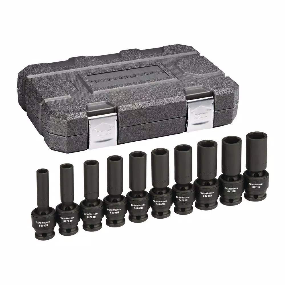 GEARWRENCH 10-Piece 1/2 in. Drive 6-Point Deep Universal Metric Impact Socket Set