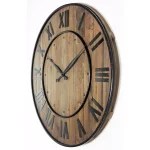Infinity Instruments Wine Barrel 24 in. Wood and Steel Round Wall Clock thumbnail 5