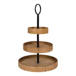 Kate and Laurel Woodmont Rustic Brown 3-Tiered Solid Wood Decorative Tray, Farmhouse Style thumbnail 2