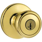 Kwikset Tylo Polished Brass Keyed Entry Door Knob with SmartKey Security thumbnail 1