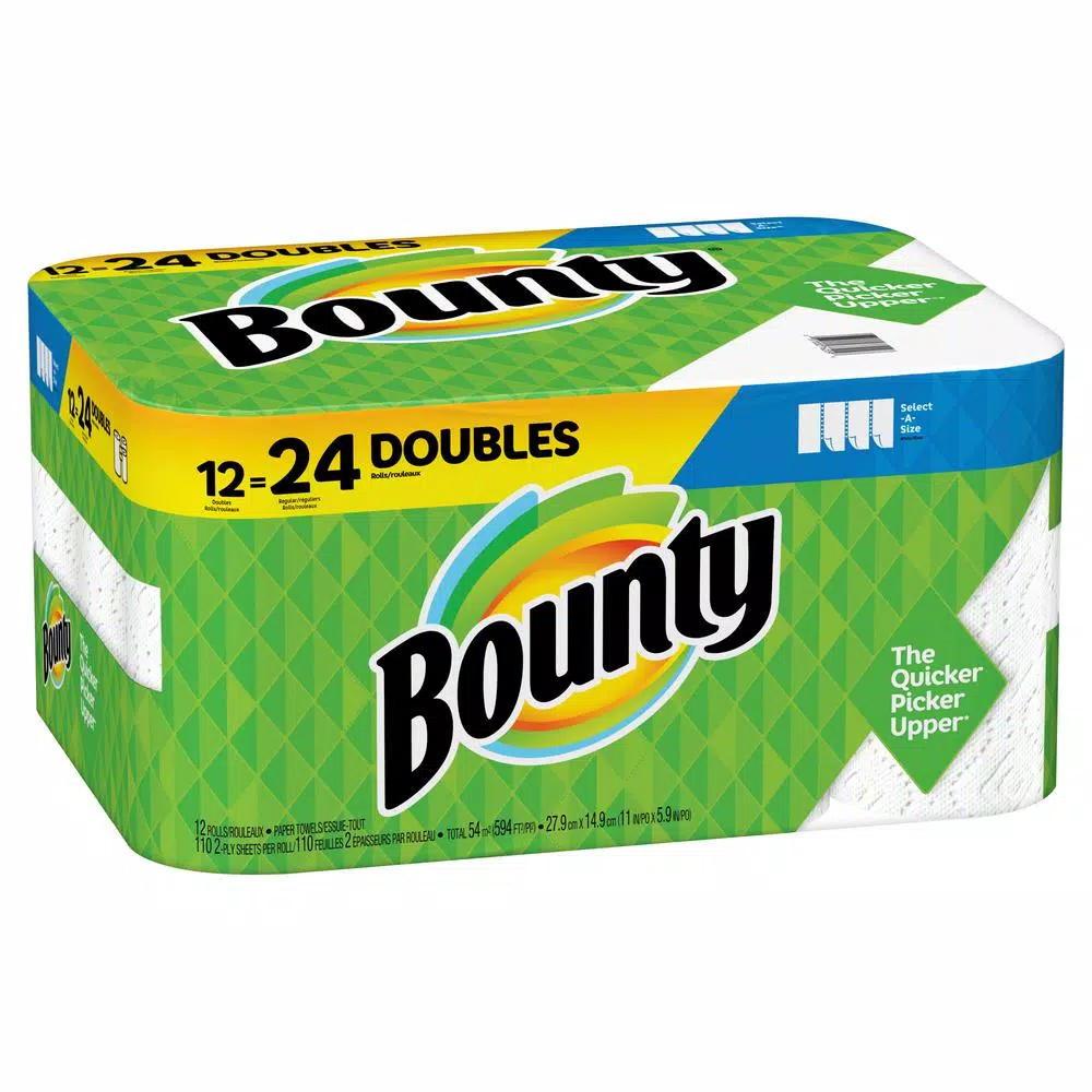 Bounty Select-A-Size White Paper Towels, 12 Double Rolls