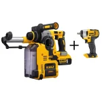 DEWALT 20V MAX XR 1 in. SDS Plus Brushless Rotary Hammer Kit with Dust Extractor, (2) 5 Ah Batteries & 3/8 in. Impact Wrench thumbnail 1