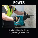 Makita 18V X2 LXT (36V) 1 in. SDS-Plus Rotary Hammer Kit with Bonus 18V LXT 1/2 in. Impact Wrench thumbnail 9