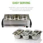 Ovente FW153W 3-Tray Buffet Server with Stand-Alone Warming Tray, Stainless Steel thumbnail 9