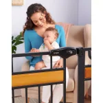 Regalo Home Accents 37 in. Extra-Tall Metal Walk-Through Designer Baby Gate, Black & Cherry Wood thumbnail 3